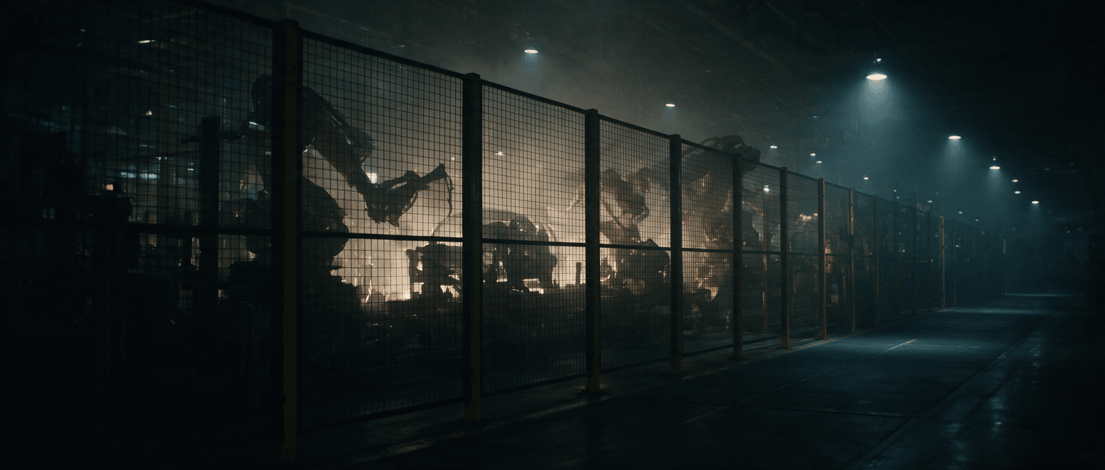 Illustrative environment — fenced robotic work zone